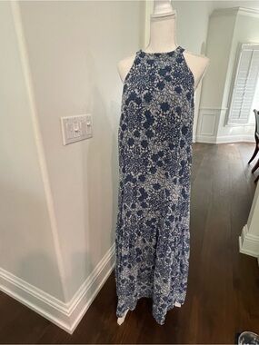 Vineyard Vines Blue & White Printed Halter Dress